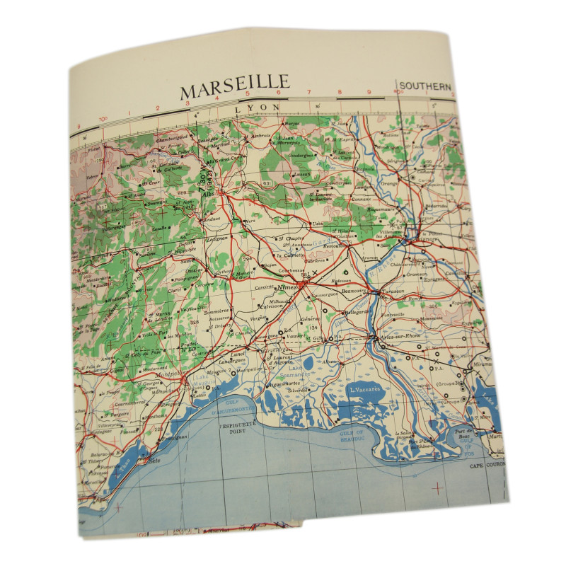 Carte alliée, Navigation Chart, RAF & USAAF, MARSEILLE, 1942