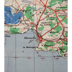 Carte alliée, Navigation Chart, RAF & USAAF, MARSEILLE, 1942