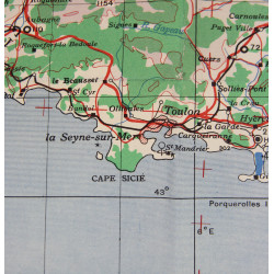 Carte alliée, Navigation Chart, RAF & USAAF, MARSEILLE, 1942