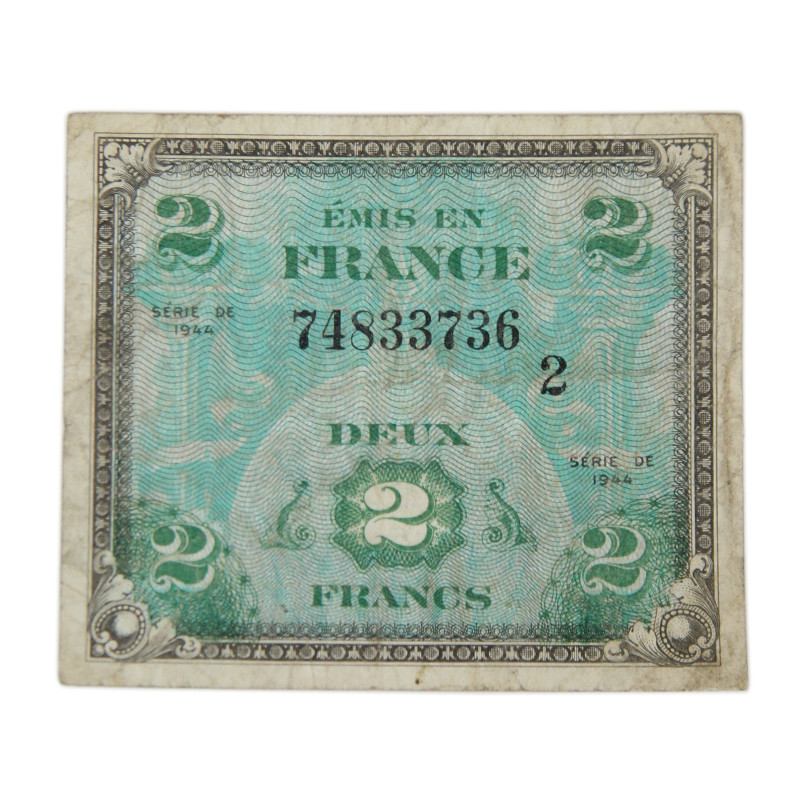 Billet d'invasion, 2 francs, 1944