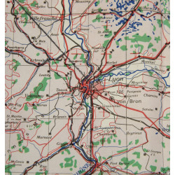 Carte alliée, Navigation Chart, RAF & USAAF, LYON, 1942