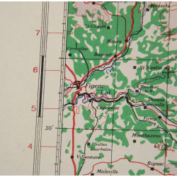 Carte alliée, Navigation Chart, RAF & USAAF, LYON, 1942