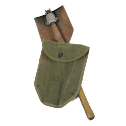 Shovel, Folding, M1943, WOOD 1944, with 1st Type Carrier, OD 7, SHAPIRO BROS. CO. 1943