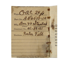 Carnet, Parachute Log Record, AN 6513-1A, Foster Field, Texas