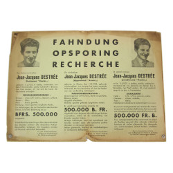 Notice, Wanted, German, Jean-Jacques Destrée, Militärbefehlshaber in Belgien und Nord-Frankreich