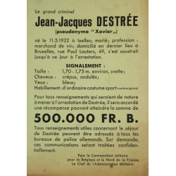 Notice, Wanted, German, Jean-Jacques Destrée, Militärbefehlshaber in Belgien und Nord-Frankreich