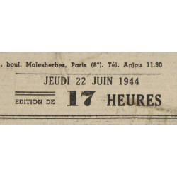 Newspaper, Belgian, Le Soir, June 22, 1944