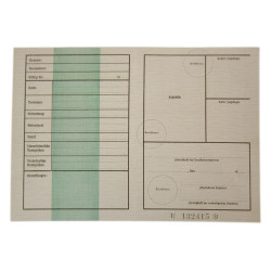 Carte d'identité allemande, Deutsches Reich Kennkarte, vierge