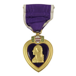 Coffret médaille Purple Heart, Pfc. Bertrand Bay, Hq. Co., 741st Tank Bn., DOW, Saint-Lô, 14 juillet 1944