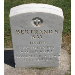 Medal, Purple Heart, Pfc. Bertrand Bay, Hq. Co., 741st Tank Bn., DOW, Hill 192, Saint-Lô, July 14, 1944