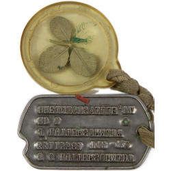 Plaque d'identité, Dog Tag, avec porte-bonheur, S/Sgt. Charles Lutterschmidt, USAAF