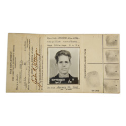 Card, Identification, 1st Lt. John Kittenger, Chaplain, USAAF, 1942