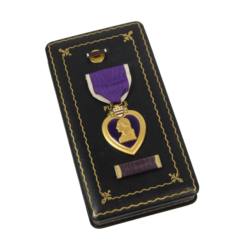 Coffret médaille Purple Heart, Pvt. Herman Schwamenfeld, Co. I., 18th Inf. Regt., 1st Infantry Division, WIA, Belgique