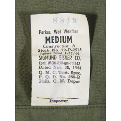 Parka, Wet Weather, US Army, Hook Type, Medium, 1944