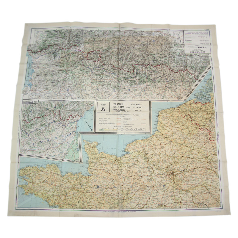 Carte d'évasion en soie, France, A/B, 1943, RAF & USAAF