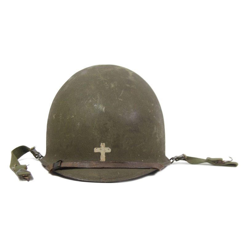 Helmet, M1, Swivel Loops, Firestone Liner, Chaplain, Korean War