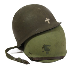 Helmet, M1, Swivel Loops, Firestone Liner, Chaplain, Korean War