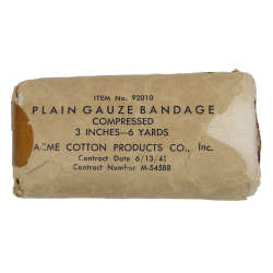 Bandage, Plain Gauze, Compressed, Item No. 92010, Acme Cotton Products Co., Inc., 1941