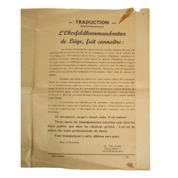 Poster, German, Public Notification, Oberfeldkommandantur 589, Liège, Belgium, 1944