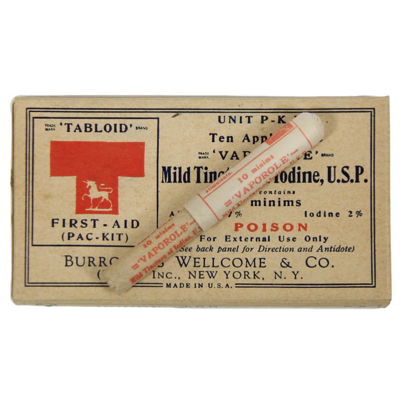 Boîte de tubes de teinture d'iode, Burroughs Wellcome & Co., Inc.