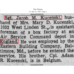 Dog Tags, Sgt. Jacob Kucenski, USAAF, ETO