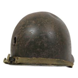 Casque M1, pattes fixes, Corporal, impacté, La Haye-du-Puits, Normandie