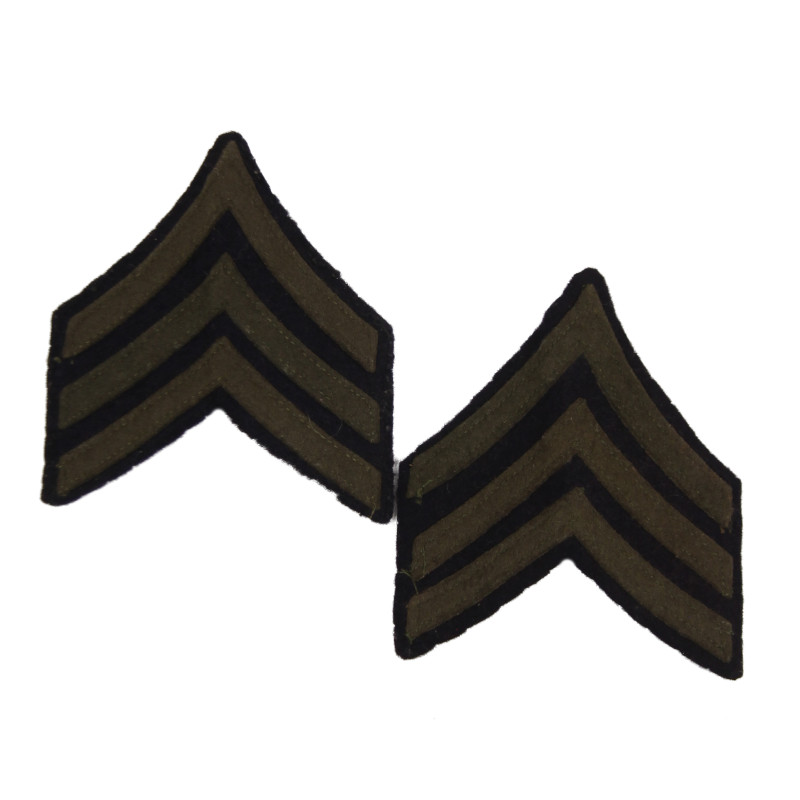 Insignia, Rank, Sergeant, Wool, US Army, Pair