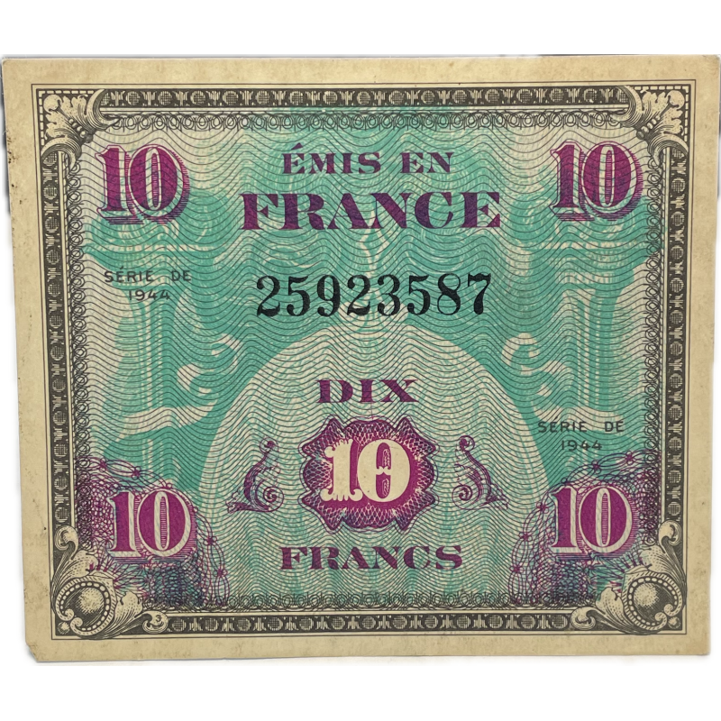 Banknote, 10 Francs, Invasion Money, 1944