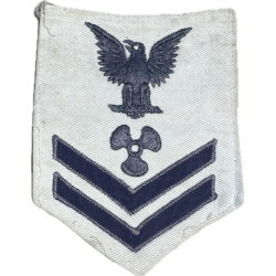 Insignia, Machinist's Mate 2nd Class Petty Officer, US Navy, White, 1943