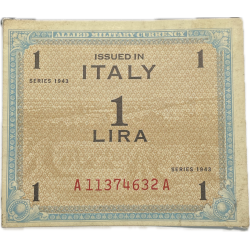 Banknote, 1 Lira, Allied Occupation Money, 1943