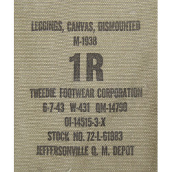 Guêtres en toile, US Army, 1R, TWEEDIE FOOTWEAR CORPORATION 1943