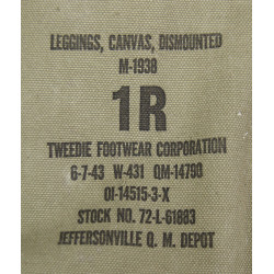 Guêtres en toile, US Army, 1R, TWEEDIE FOOTWEAR CORPORATION 1943