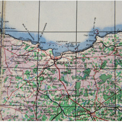 Carte britannique, CHERBOURG & CAEN, Normandie, 1943