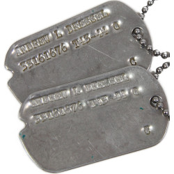 Dog Tags, T/4 Andrew Dressel, Medical Detachment, 630th Tank Destroyer Bn., Injured, ETO