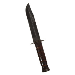 Knife, Fighting, MK 2, KA-BAR, OLEAN, N.Y., with Leather Scabbard, BOYT -43-, Pvt. Robert Hoem