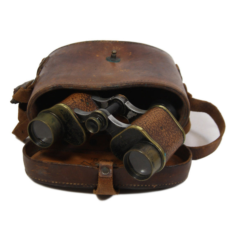 Binoculars, US Army Signal Corps, 137th Inf. Regt., 35th Infantry Division, with Leather Case, Normandy