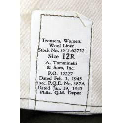 Trousers, Women's, Wool Liner, WAC & Nurse, 12R, 1945, Mint