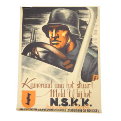 Affiche de propagande, NSKK Motorgruppe Luftwaffe, volontaires flamands, Bruxelles