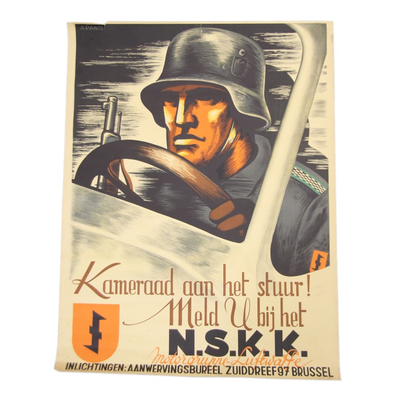 Affiche de propagande, NSKK Motorgruppe Luftwaffe, volontaires flamands, Bruxelles