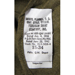 Chemise moutarde, Special, 15 x 34, FORDHAM SHIRT CO., INC. 1943, état neuf