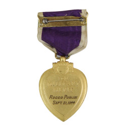 Coffret médaille Purple Heart, S/Sgt. Rocco Puglisi, Co. A, 116th Inf. Regt., 29th Infantry Division, WIA, ETO