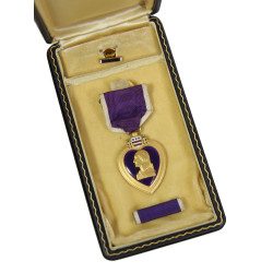 Coffret médaille Purple Heart, S/Sgt. Rocco Puglisi, Co. A, 116th Inf. Regt., 29th Infantry Division, WIA, ETO