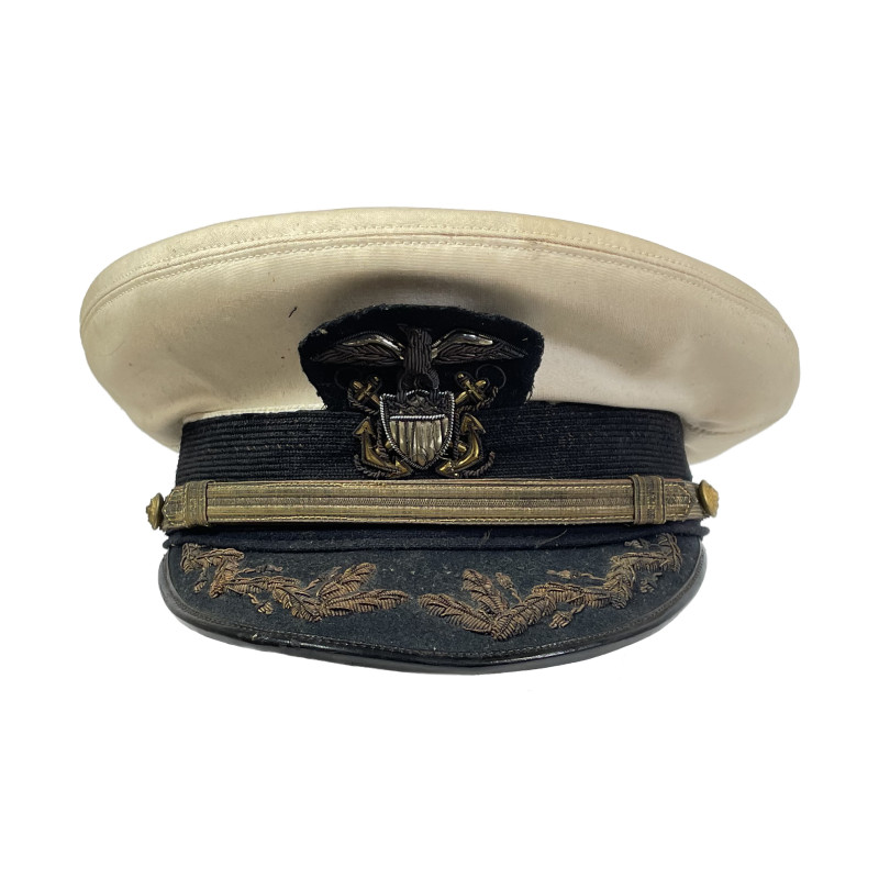 Casquette officier supérieur, US Navy, blanche, B. PASQUALE CO., Cpt. Robert Kinneman, Medical Department