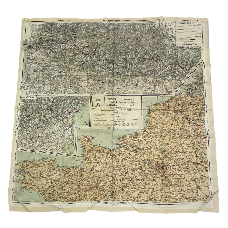 Map, Escape, Silk, A/B, France, 1943, RAF & USAAF