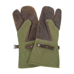 Gants de motocycliste en toile et cuir, Armée française, taille 2