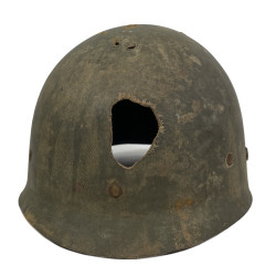 Helmet, M1, Fixed Loops, Battle-Damaged, Vielsalm, Ardennes