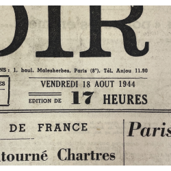 Newspaper, Belgian, Le Soir, August 18, 1944