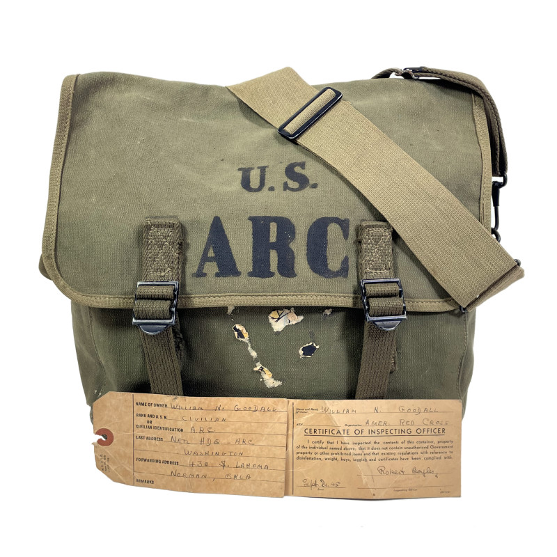 Bag, Field, M-1936, OD 7, HEPBURN MFG. CO., INC. 1944, Field Director William Goodall, American Red Cross