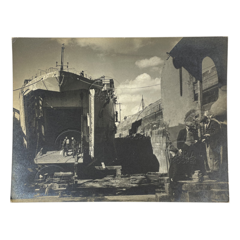 Photograph, US Navy, Combat Photo Unit 8, LST in Dry Dock, Cardiff, Wales, 1944