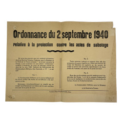 Affiche allemande, Ordonnance du 2 septembre 1940, Militärbefehlshaber in Belgien und Nord-Frankreich